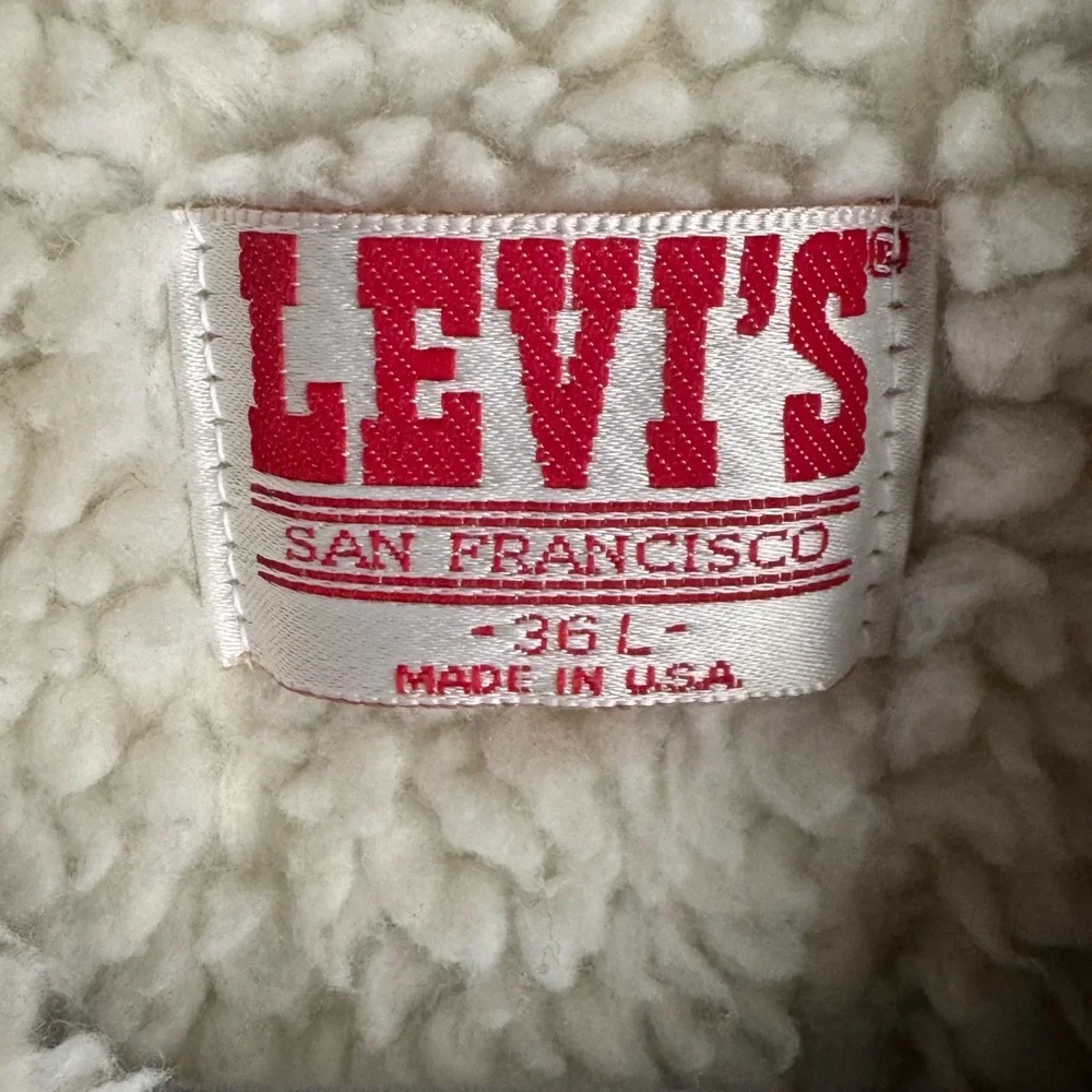 Vintage 70s Levi’s Sherpa Denim Jacket, Size 36L.